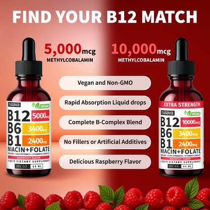 Vitamin B12 & B6 Liquid Drops – High-Potency Sublingual B-Complex with Methylcobalamin (2 Pack)