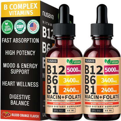 Vitamin B12 & B6 Liquid Drops – High-Potency Sublingual B-Complex with Methylcobalamin (2 Pack)